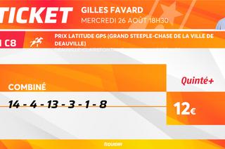 Le ticket de Gilles Favard pour le Quinté+ du mercredi 26 août à Clairefontaine