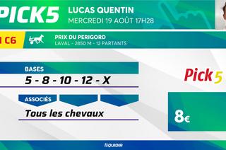 Le conseil de jeu de Lucas Quentin pour le Pick 5 de ce mercredi 19 août à Laval (R1C6)