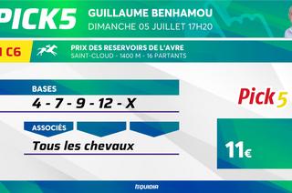 Le conseil de jeu de Guillaume Benhamou pour le Pick 5 de ce dimanche 5 juillet à Saint-Cloud