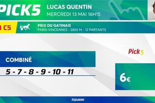 Le conseil de jeu de Lucas Quentin pour le Pick 5 de ce mercredi 13 mai à Vincennes (R1C5)