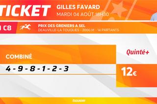 Le ticket de Gilles Favard pour le Quinté+ du mardi 4 août à Deauville