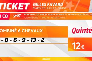 Le ticket de Gilles Favard pour le Quinté+ du mardi 28 juillet à Compiègne