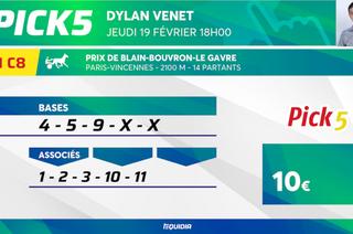 Le Pick 5 de Dylan Venet pour le jeudi 19 janvier à Vincennes (R1C8)