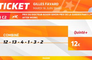 Le ticket de Gilles Favard pour le Quinté+ du mardi 16 juin à Nantes