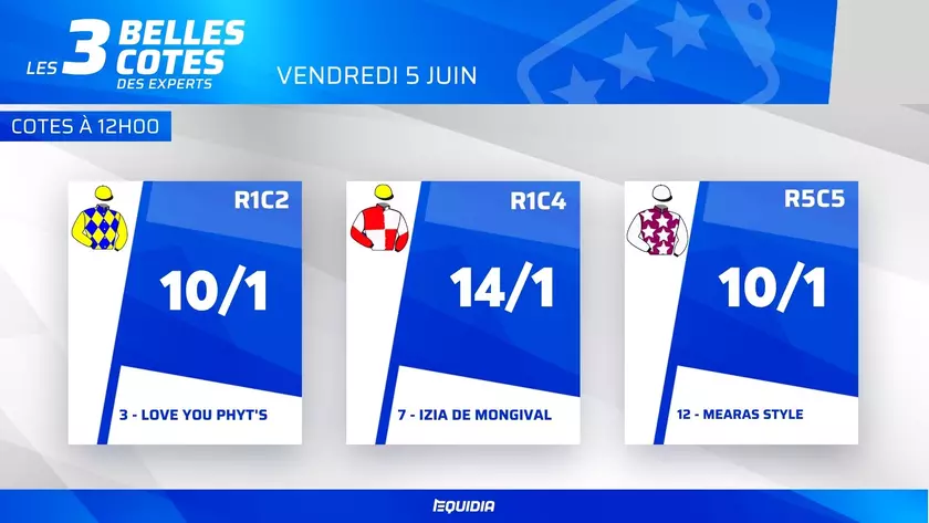 Les trois belles cotes de ce vendredi 5 juin | Equidia